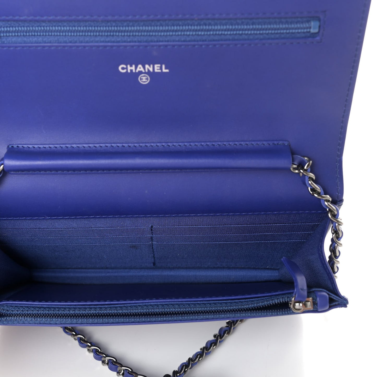 Patent Caviar Timeless CC Wallet on Chain WOC Blue