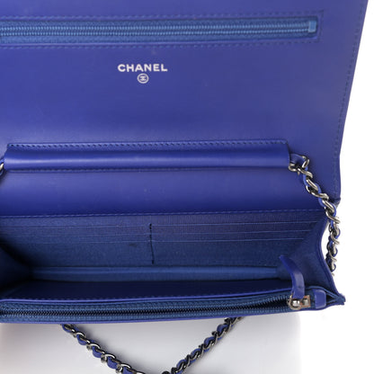 Chanel Patent Caviar Timeless CC Wallet on Chain WOC Blue 7 of 11