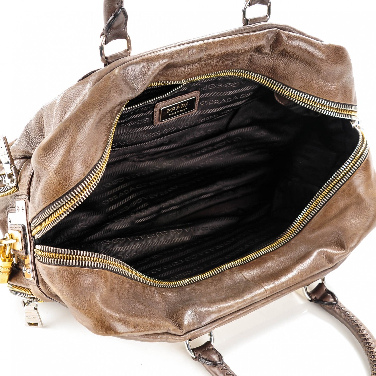 Prada Glace Calf Zippers Plaque Boston 5 of 7