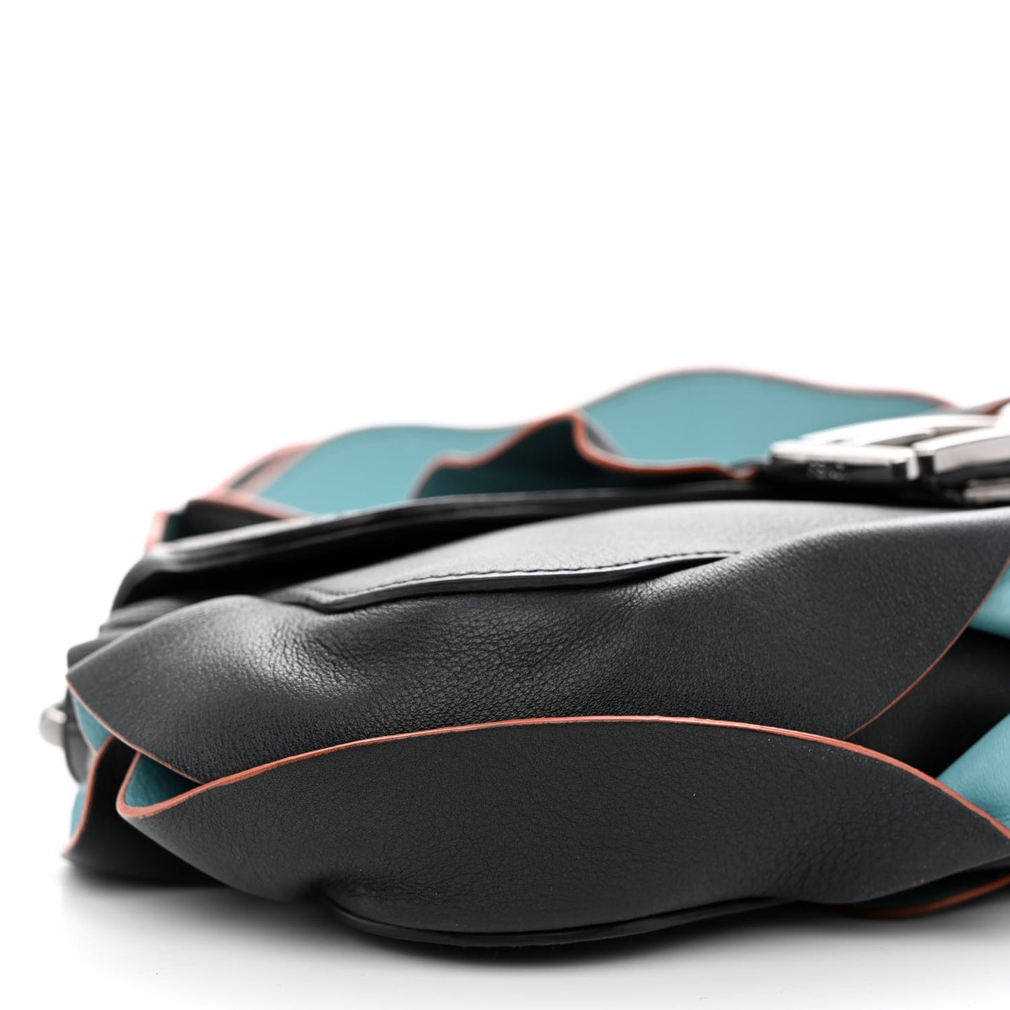 Calfskin Waves Baguette Black Turchese