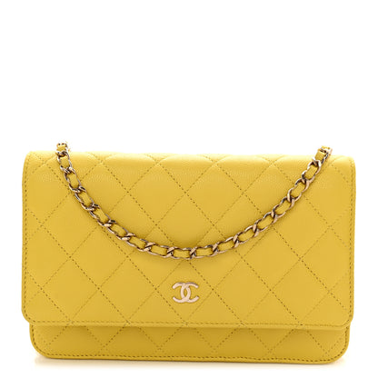 Chanel Caviar Quilted Wallet on Chain WOC Yellow 1 of 12