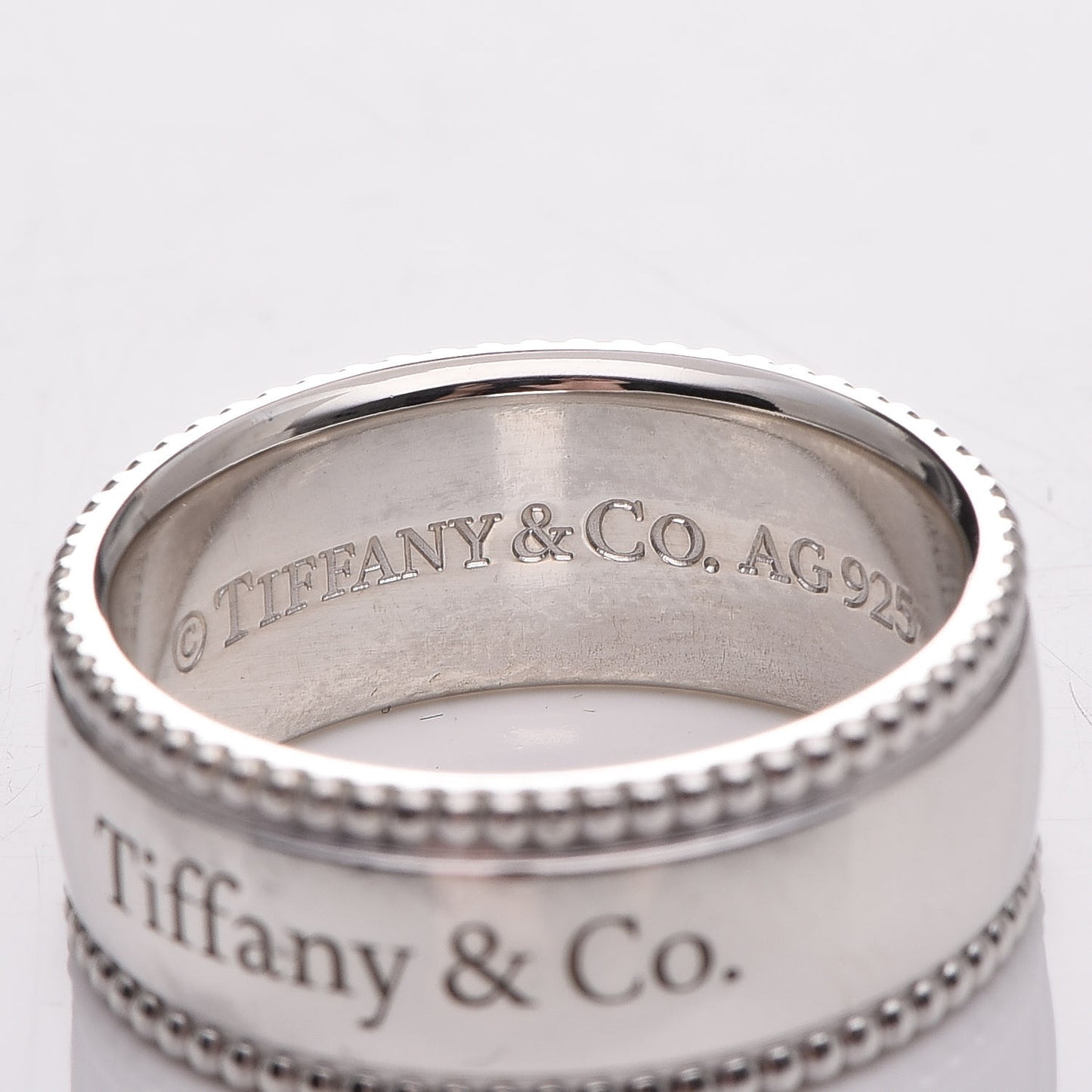 Sterling Silver Milgrain Logo Band Ring 54 6.75
