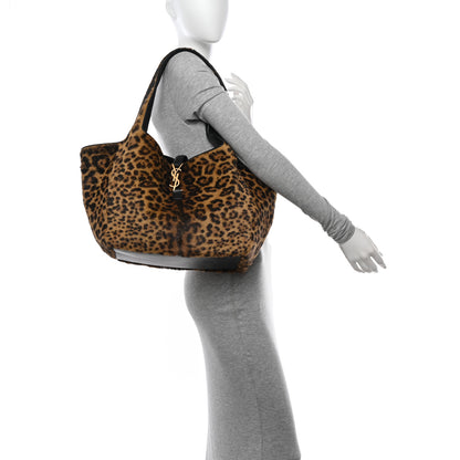 Saint Laurent Pony Hair Nappa Leopard Print Le 5 A 7 Bea Tote Earth Black 2 of 10