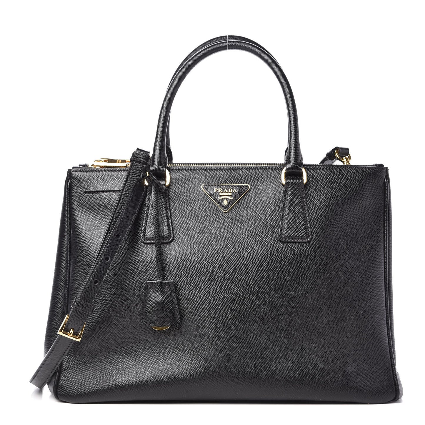 Saffiano Medium Galleria Double Zip Tote Black