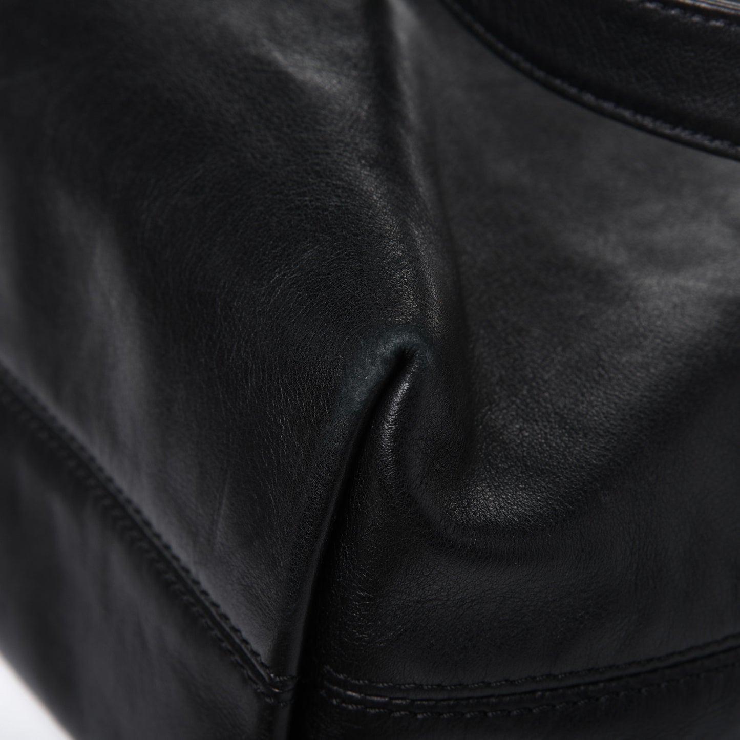 Lambskin CC Stitched Tote Black