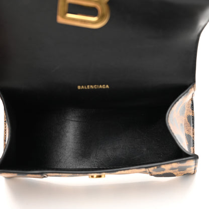 Balenciaga Smooth Calfskin Leopard Print Hourglass Top Handle Bag XS Beige 5 of 13