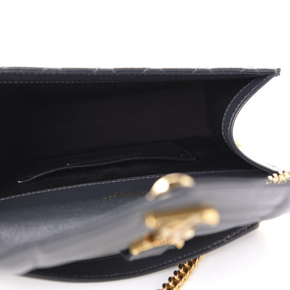 Saint Laurent Grain De Poudre Textured Mixed Matelasse Triquilt Small Monogram Satchel Dark Smoke 5 of 10