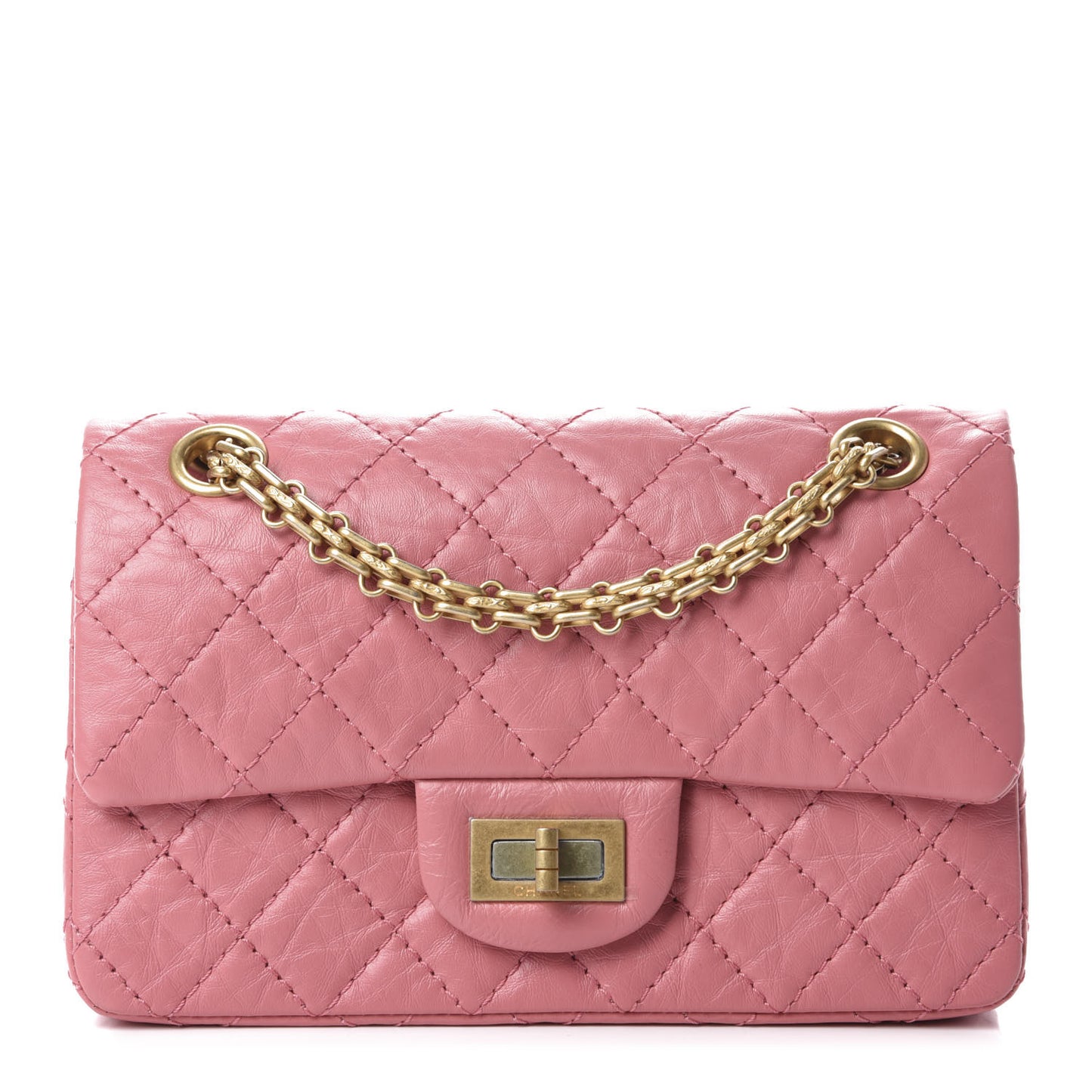 Aged Calfskin Quilted 2.55 Reissue Mini Flap Pink