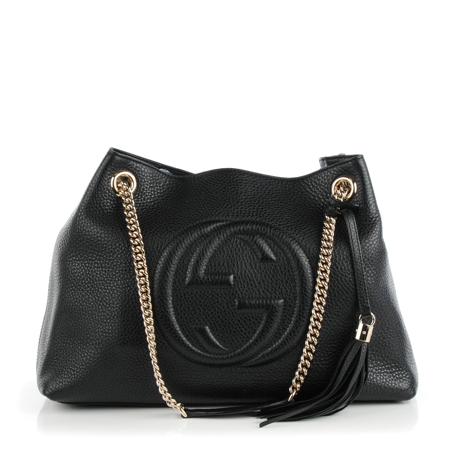 Pebbled Calfskin Medium Soho Chain Shoulder Bag Black