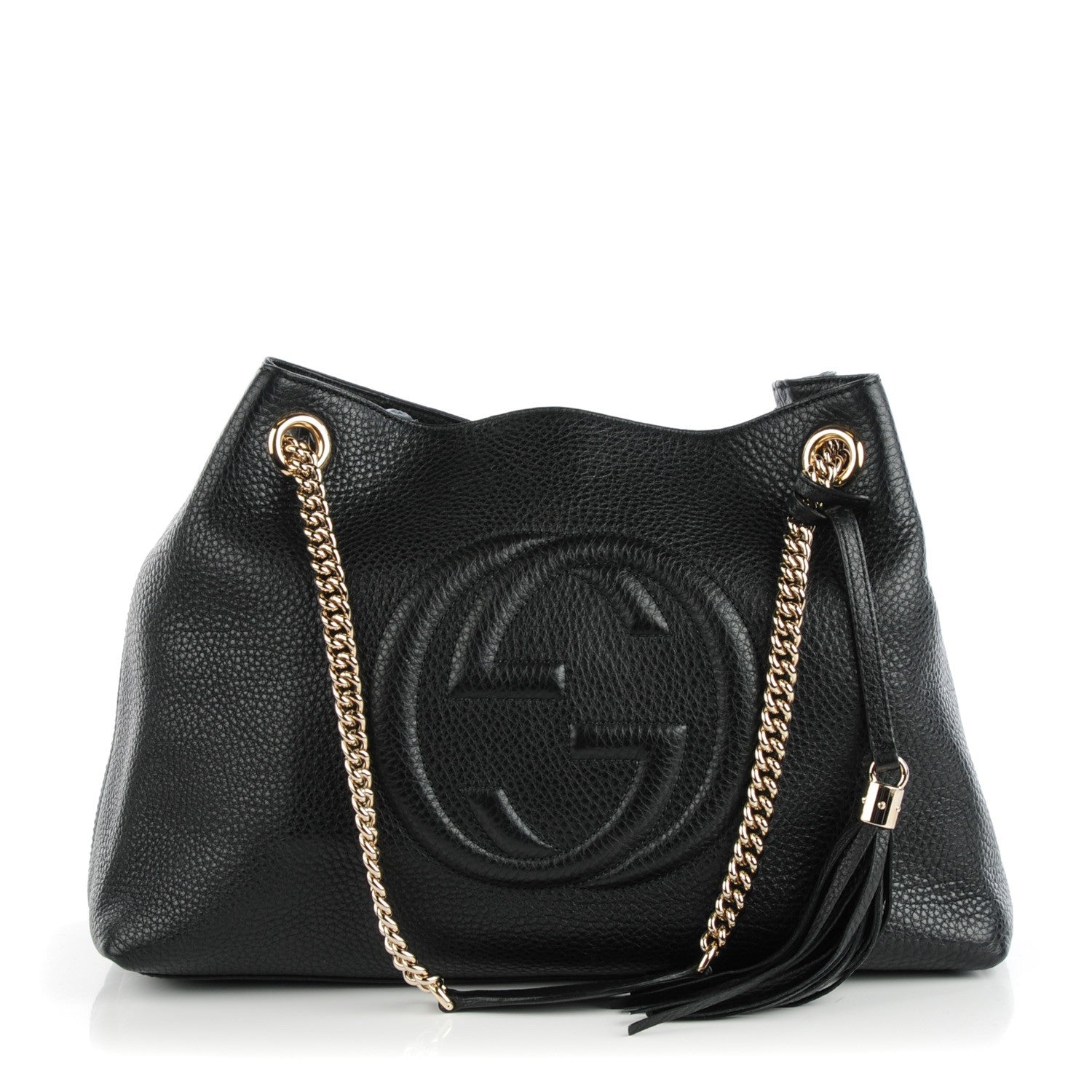Gucci Pebbled Calfskin Medium Soho Chain Shoulder Bag Black 1 of 7