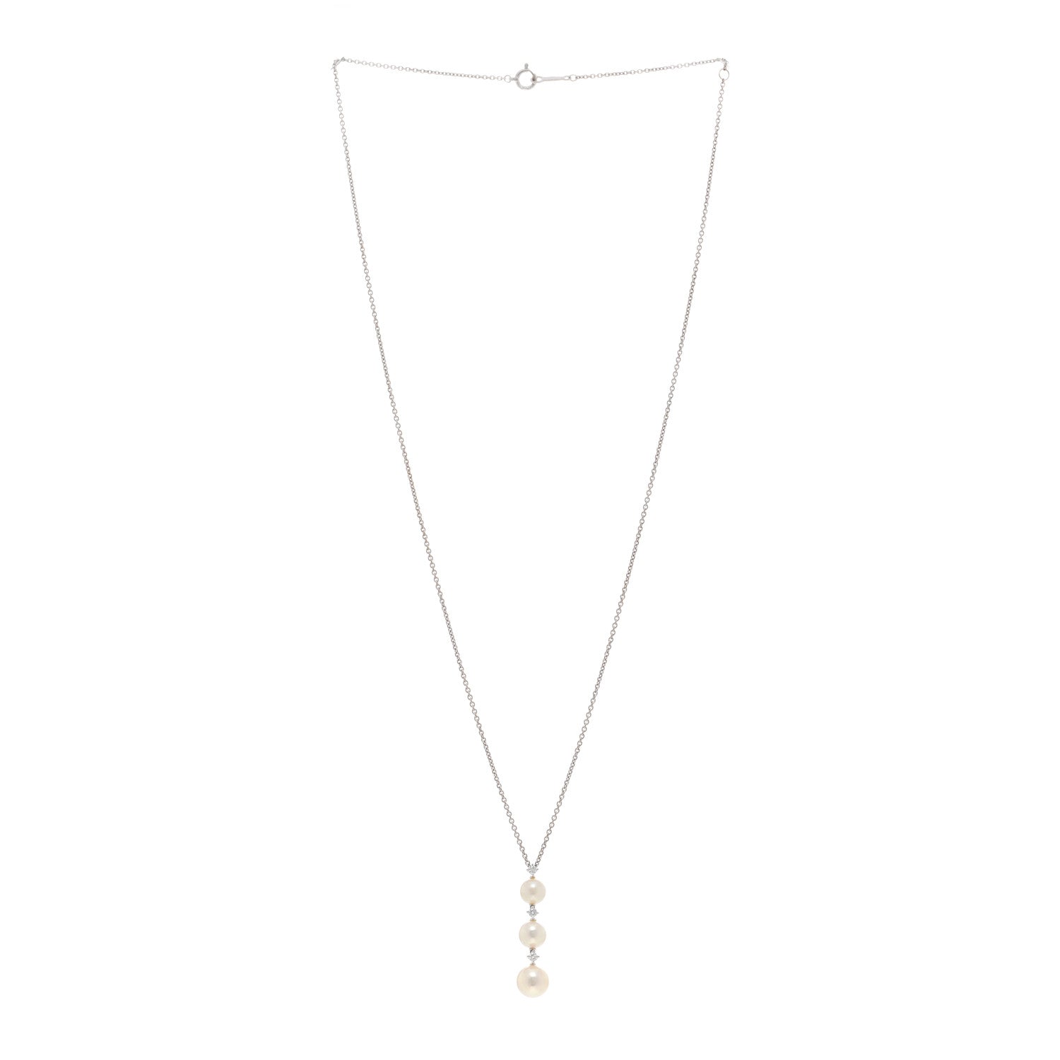 Mikimoto 18K White Gold Diamond Akoya Pearl 5.5-7mm Drop Pendant Necklace 3 of 4