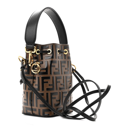 Fendi Vitello Liberty F is Fendi Bi-Color FF 1974 Embossed Mini Mon Tresor Bucket Bag Maya Black 2 of 13