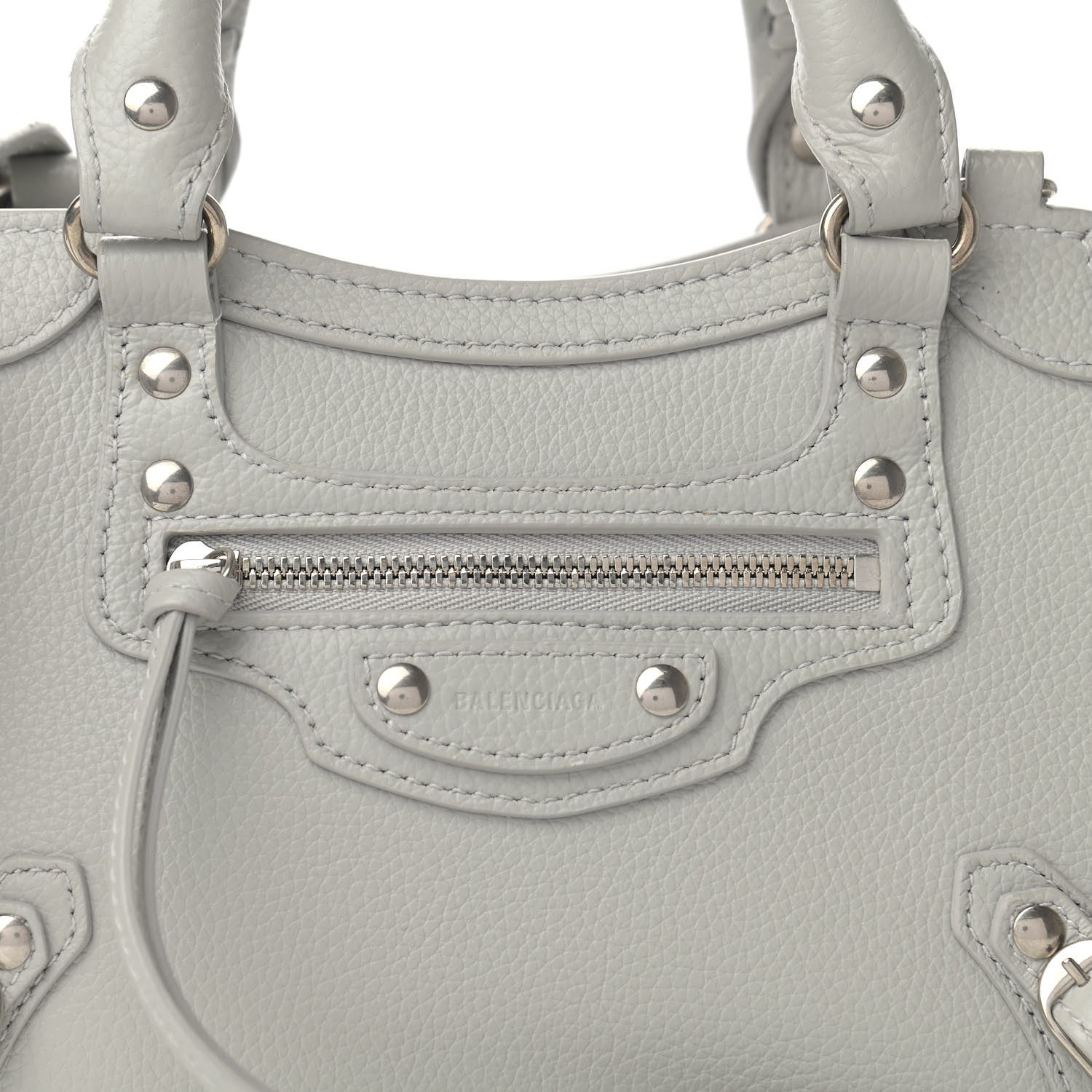 Balenciaga Grained Calfskin Neo Classic Silver Hardware Mini City Light Grey 8 of 11