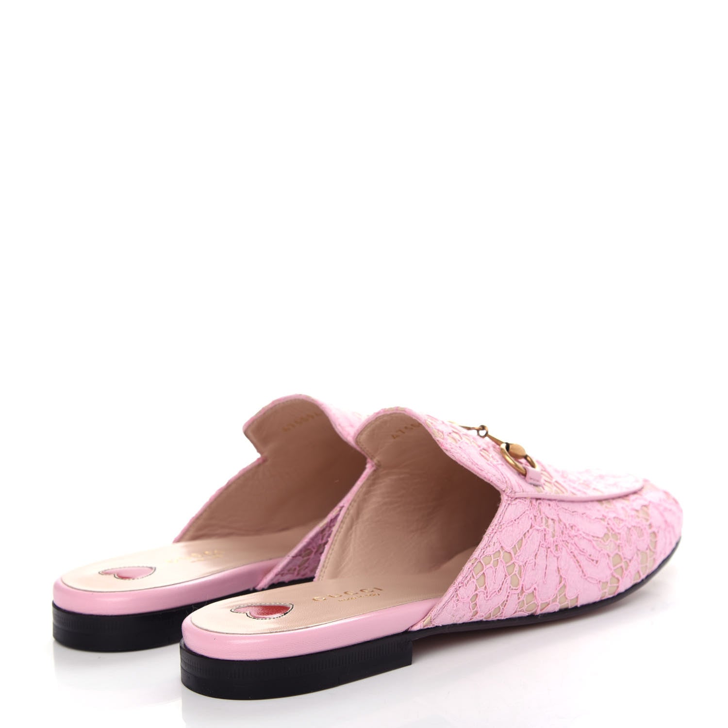 Gucci Lace Malaga Kid Womens Princetown Slippers 39 Sugar Pink Skin Rose 4 of 11