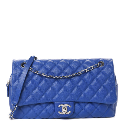 Chanel Caviar Quilted Jumbo Easy Flap Blue 1 of 10
