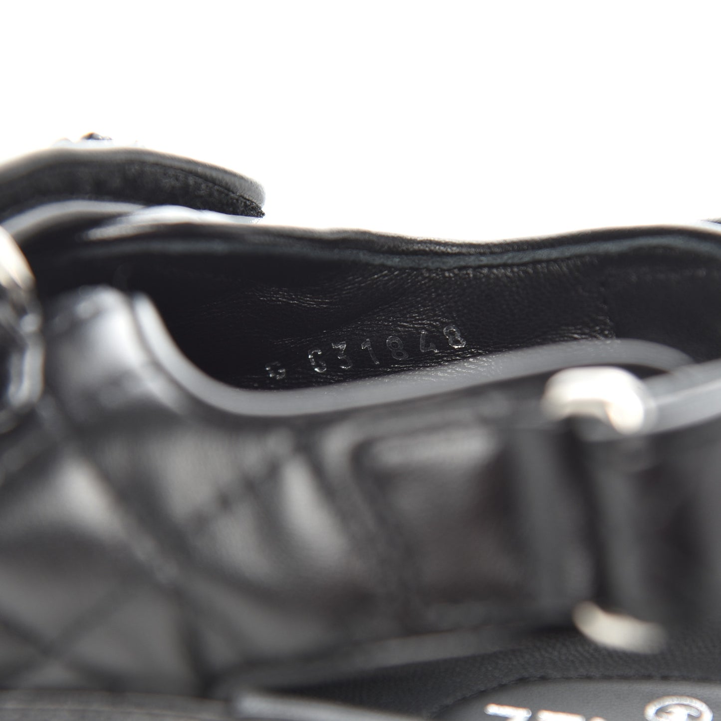 Lambskin Quilted Velcro Dad Sandals 38.5 Black