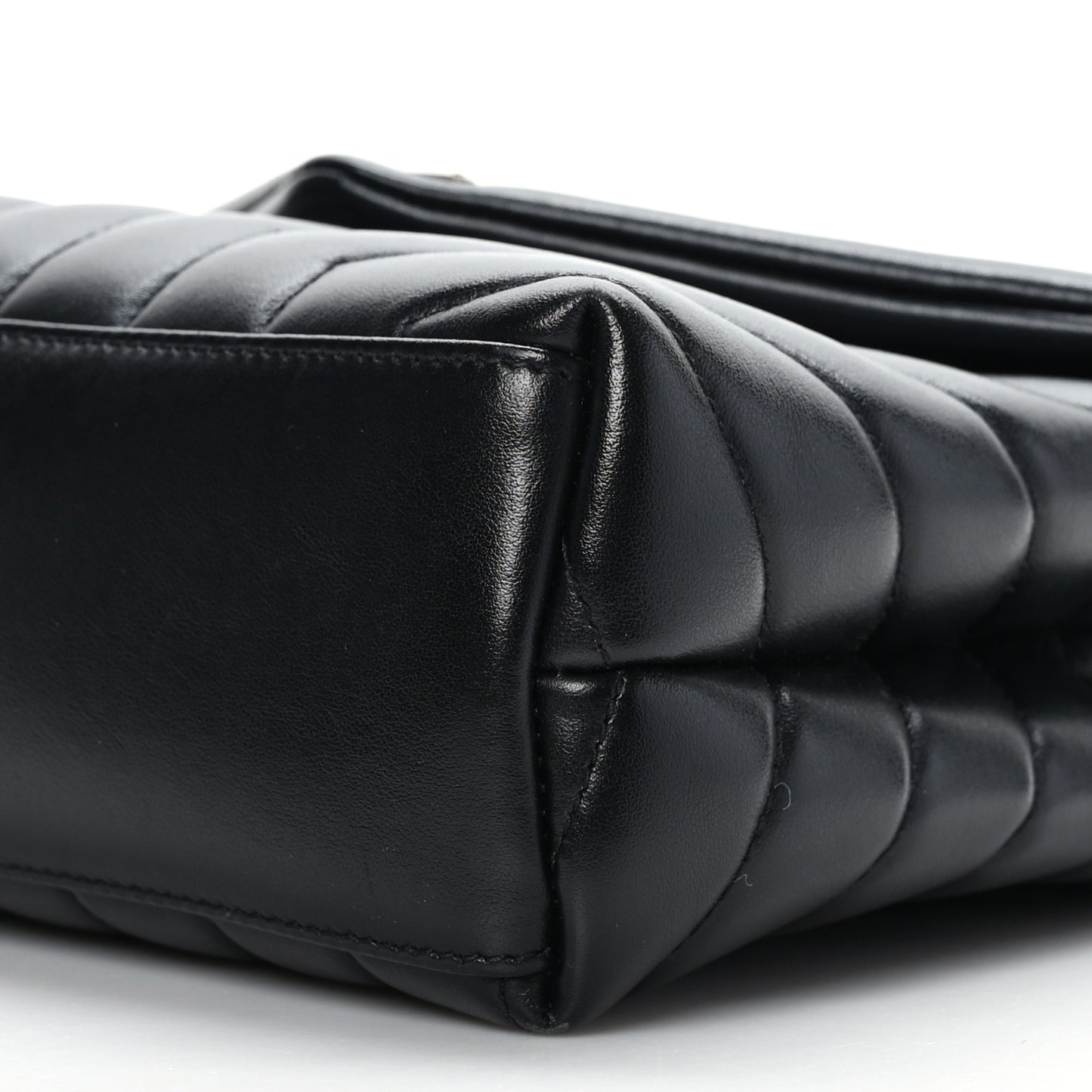 Calfskin Y Quilted Monogram Small Loulou Chain Satchel Black