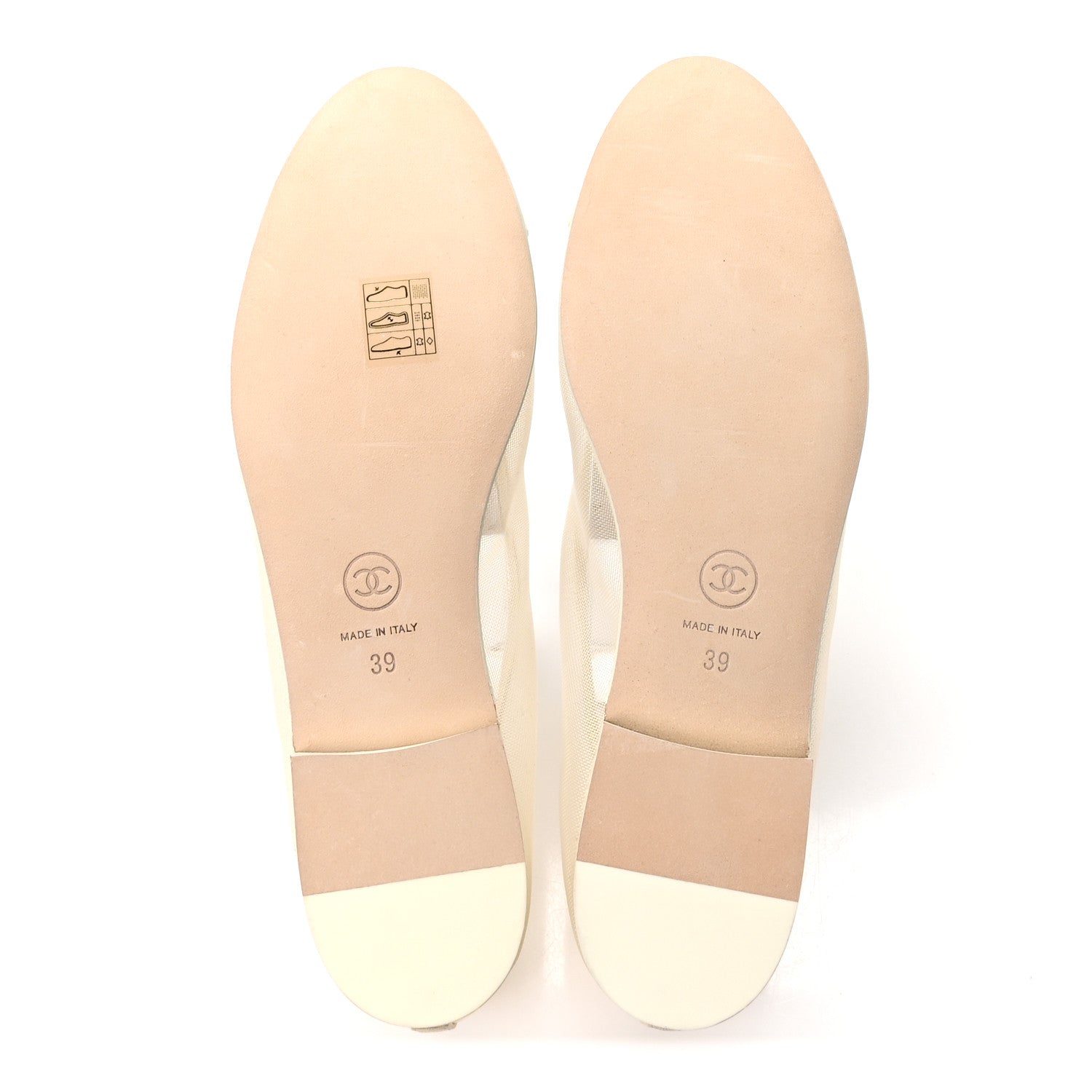 Chanel Mesh Grosgrain CC Ballerina Flats 39 Ivory 6 of 9