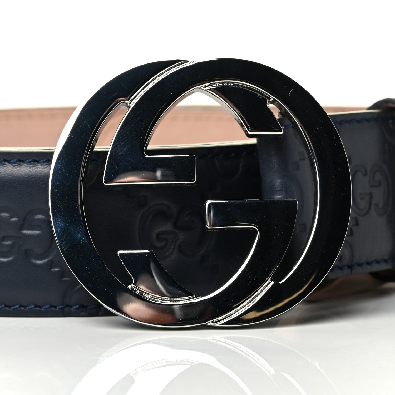 Gucci Guccissima Signature Interlocking G 40mm Belt 100 40 Blue 3 of 4