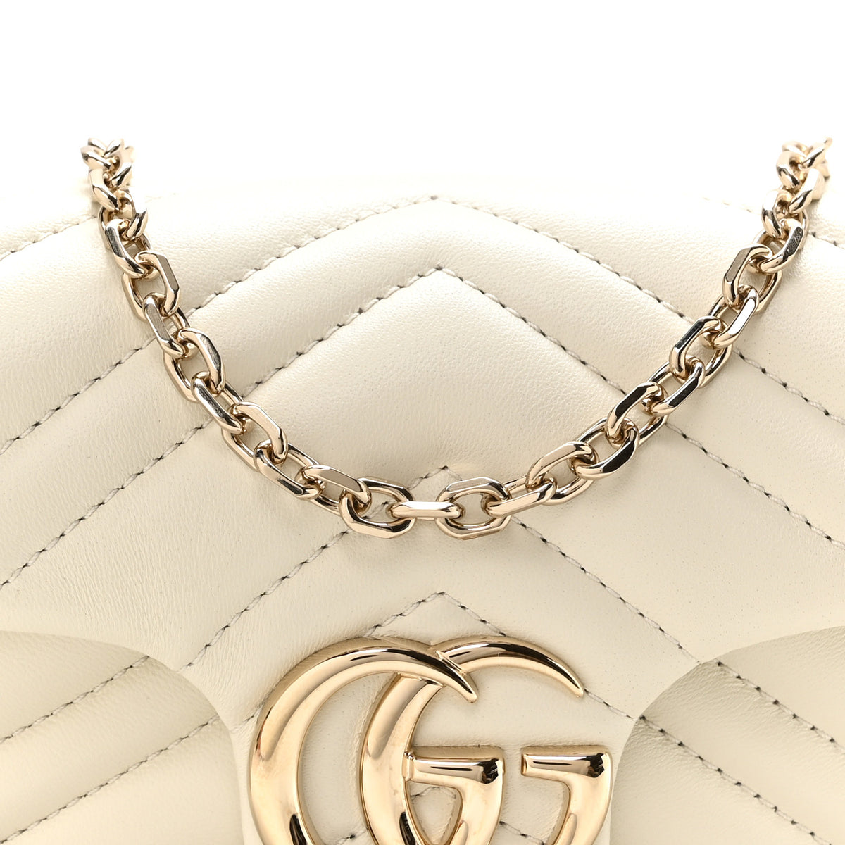 Lambskin Matelasse Mini GG Marmont Shoulder Bag White