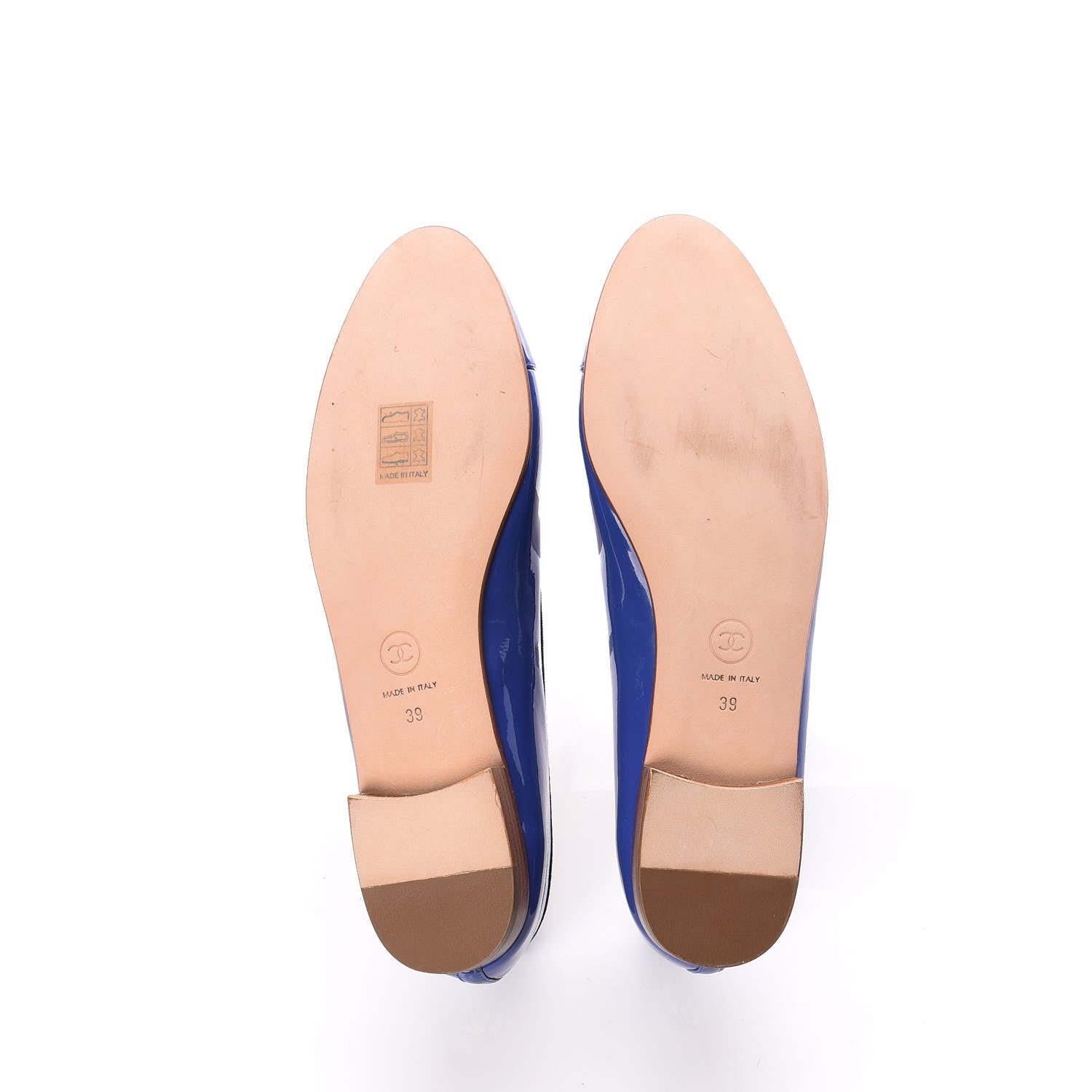 Chanel Patent Calfskin CC Cap Toe Ballerina Flats 39 Blue 7 of 9