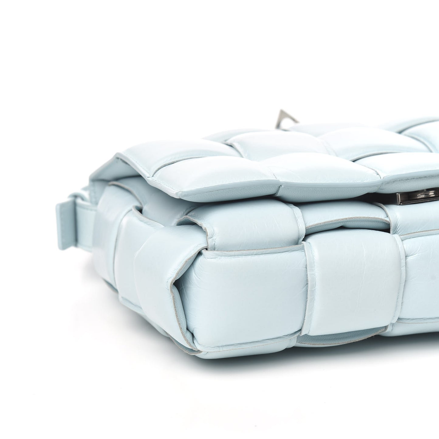 Paper Calfskin Maxi Intreccio Padded Cassette Crossbody Bag Ice