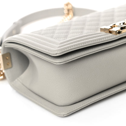 Chanel Caviar Quilted Medium Boy Flap Light Grey 8 of 10