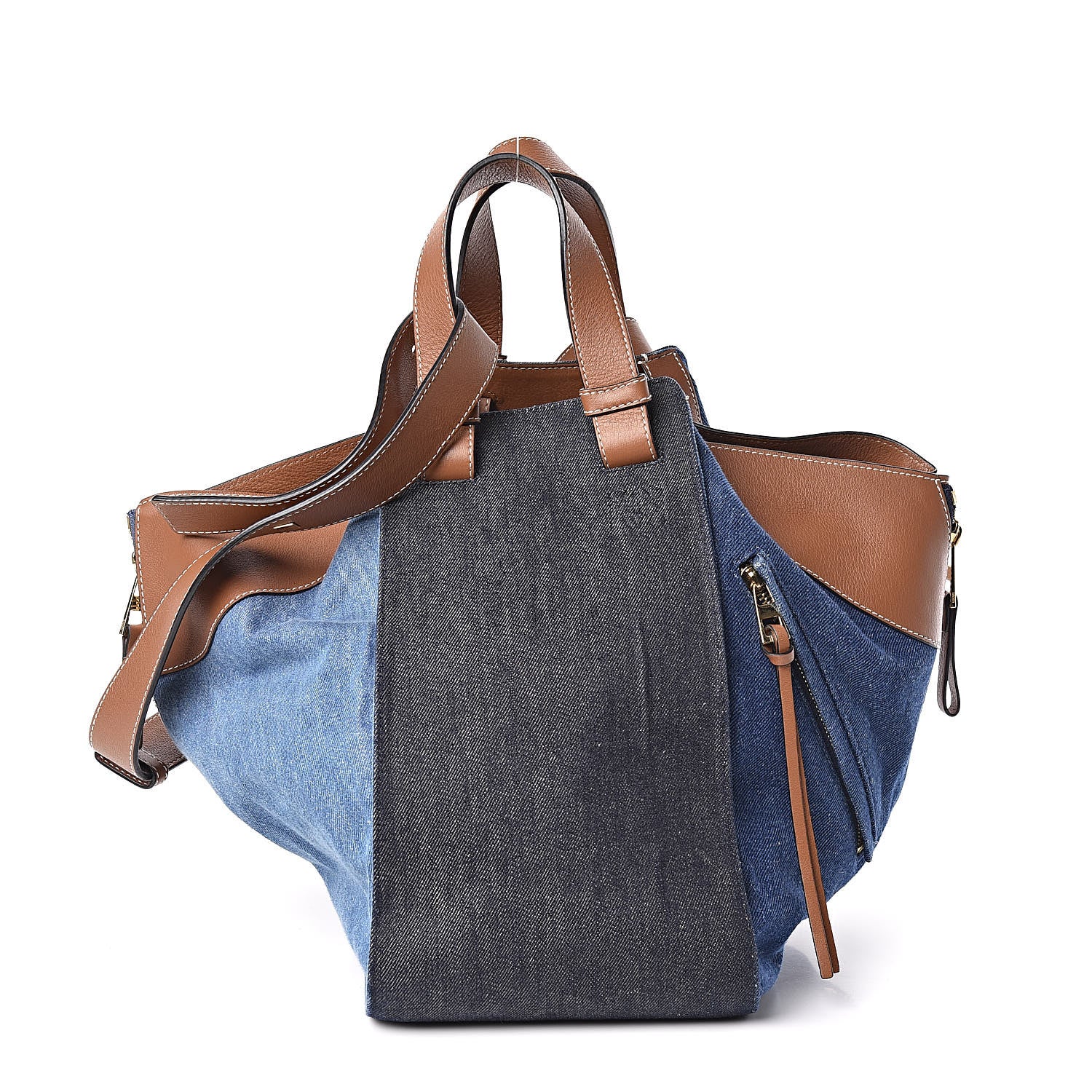 Loewe Calfskin Denim Medium Hammock Shoulder Bag Multitone Tan 1 of 10