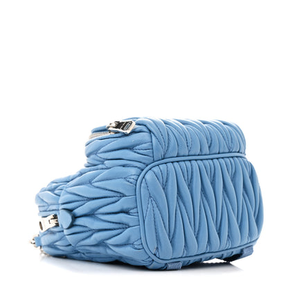 Miu Miu Nappa Matelasse Mini Backpack Blue 4 of 13