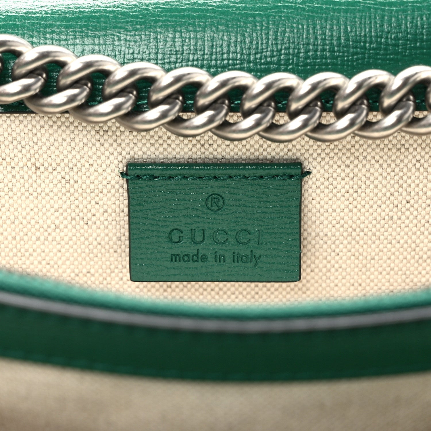Gucci Azalea Calfskin Enamel Small Dionysus Shoulder Bag New Shamarock Emerald Off White 6 of 9