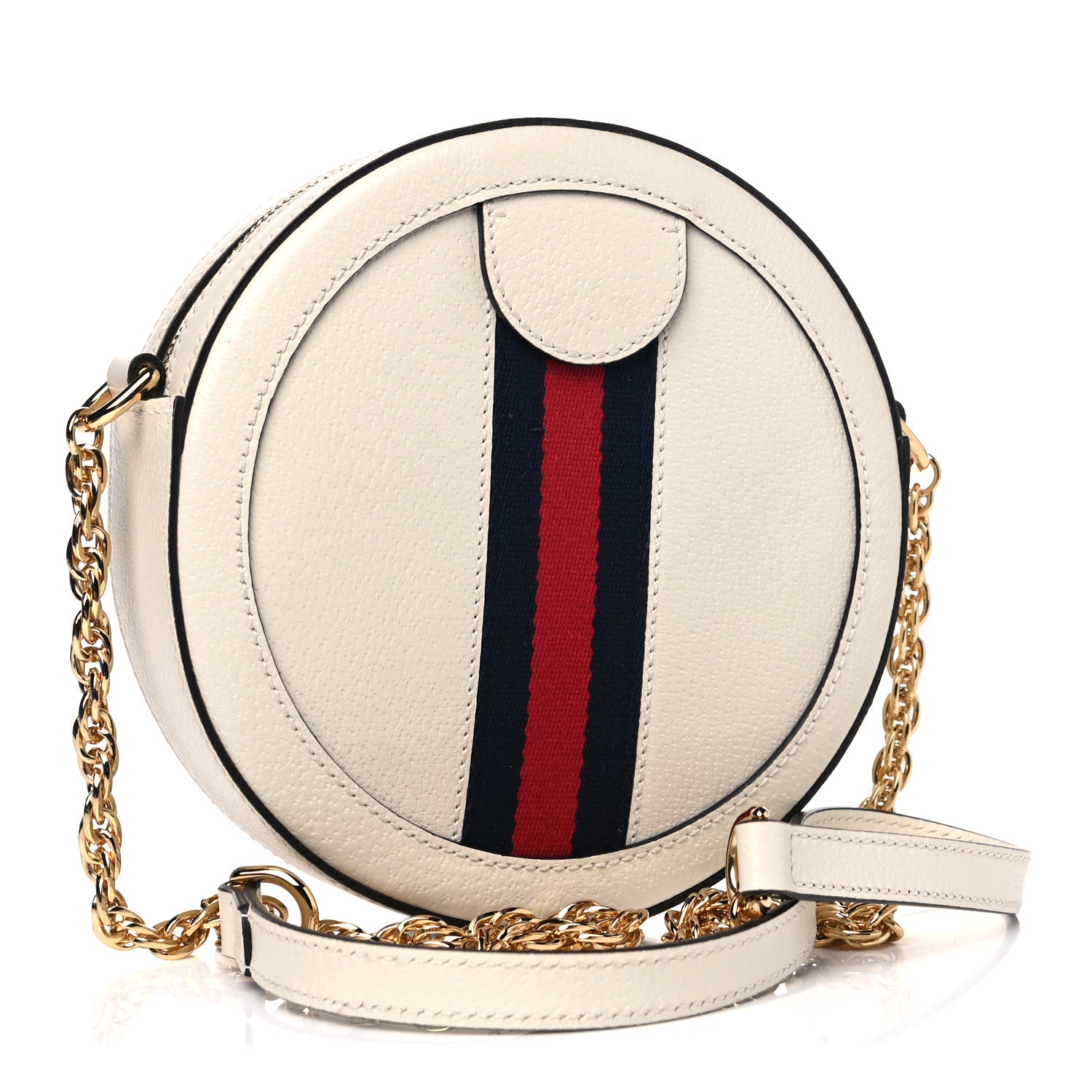 Gucci Textured Calfskin Web Mini Ophidia Round Shoulder Bag Mystic White 3 of 6