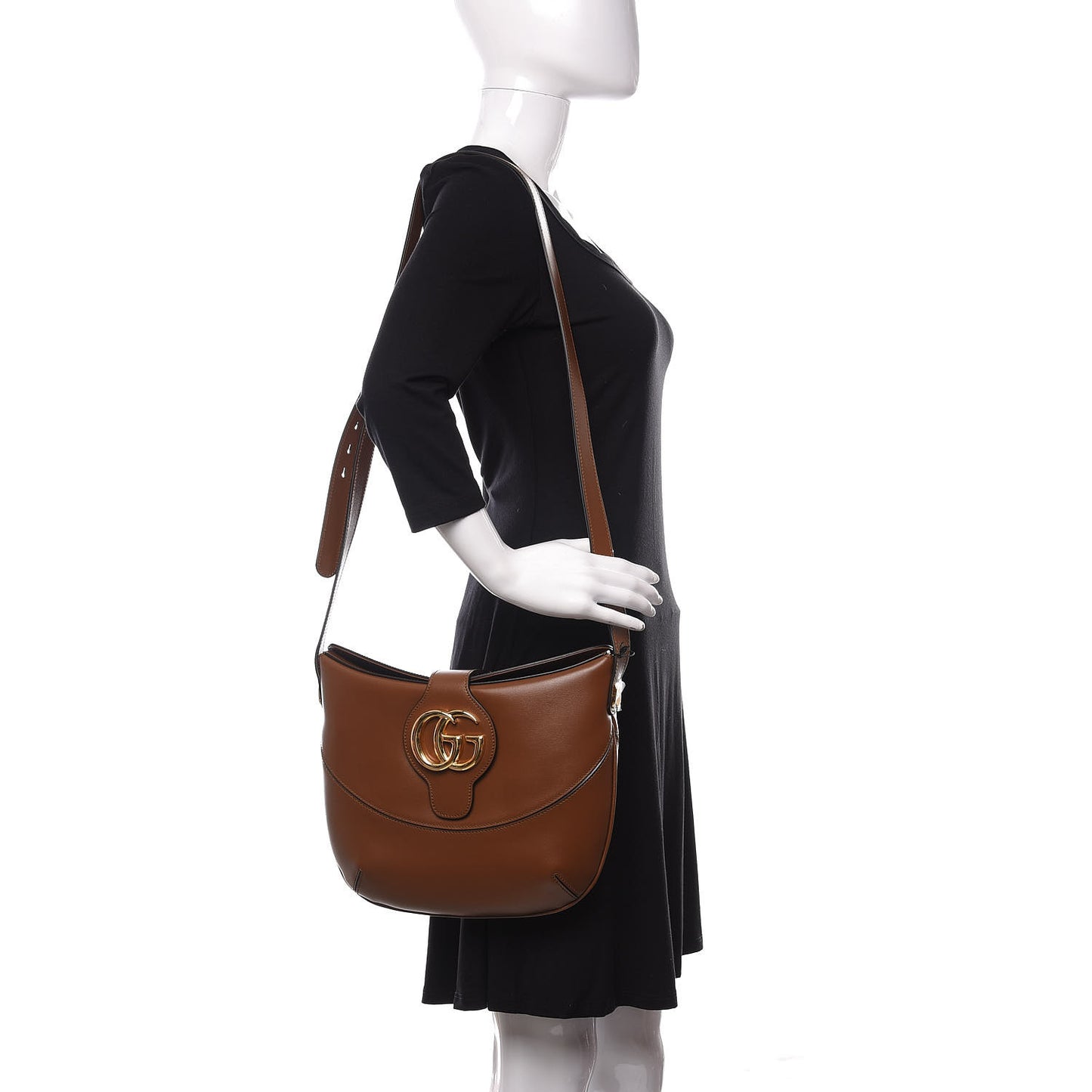 Boarded Plutone Calfskin Medium Arli Shoulder Bag Nocciola