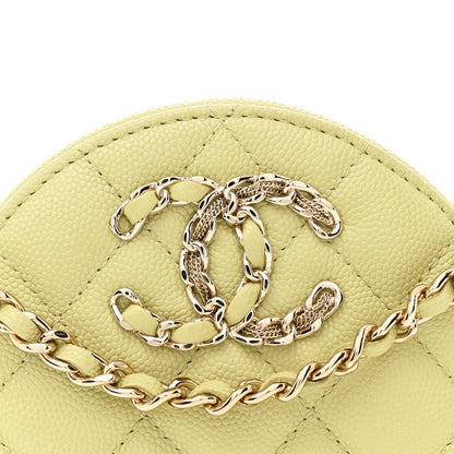 Chanel Caviar Quilted French New Wave Round Clutch With Chain Light Green 8 of 11