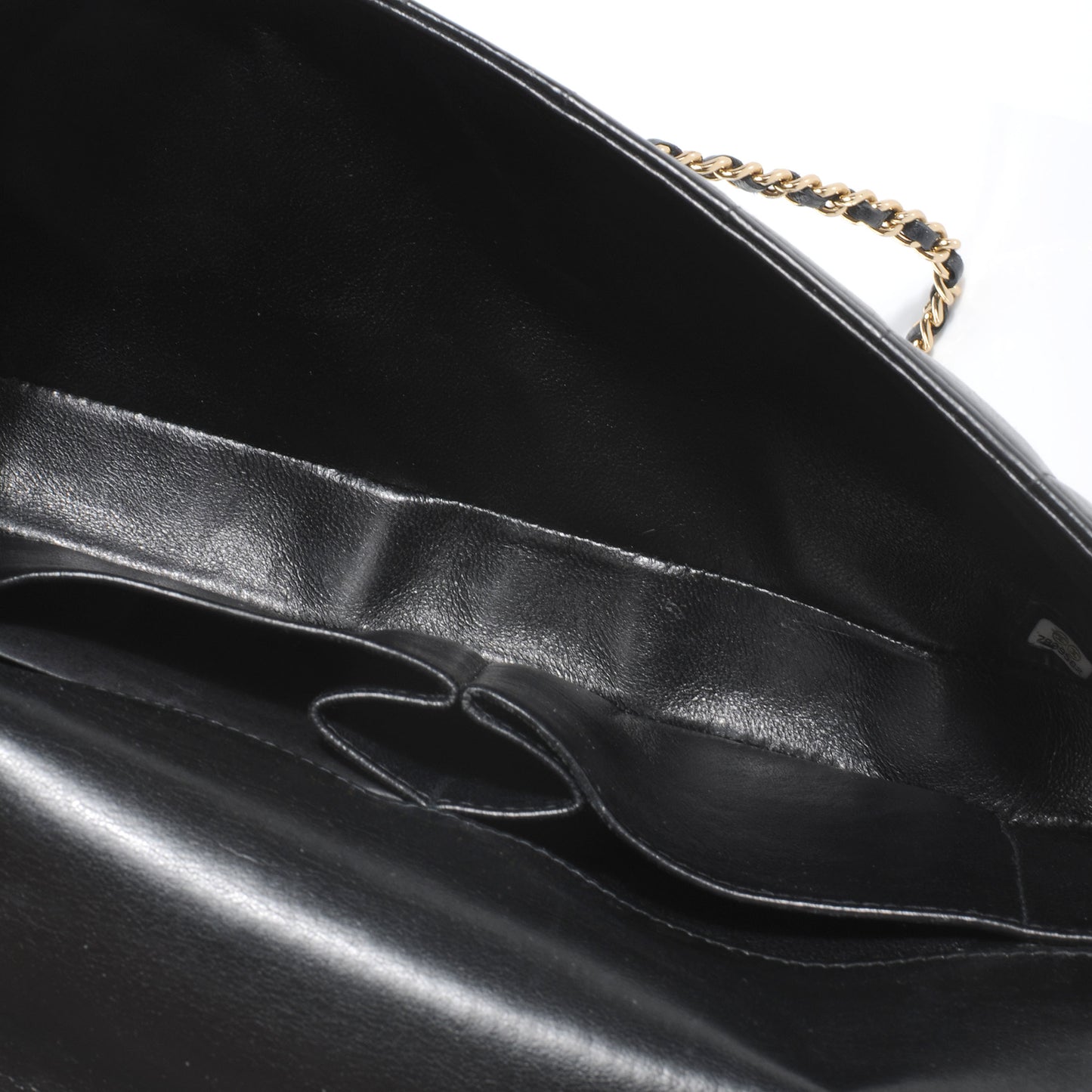 Lambskin East West Square Quilted Flap Black