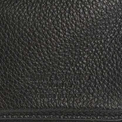 Saint Laurent Grained Calfskin Rive Gauche Compact Zip Around Wallet Black 7 of 11