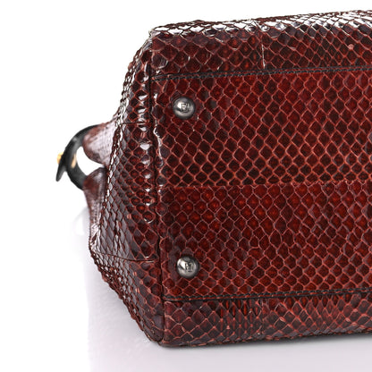 Fendi Snakeskin Medium Peekaboo Iconic Satchel Burgundy 8 of 16