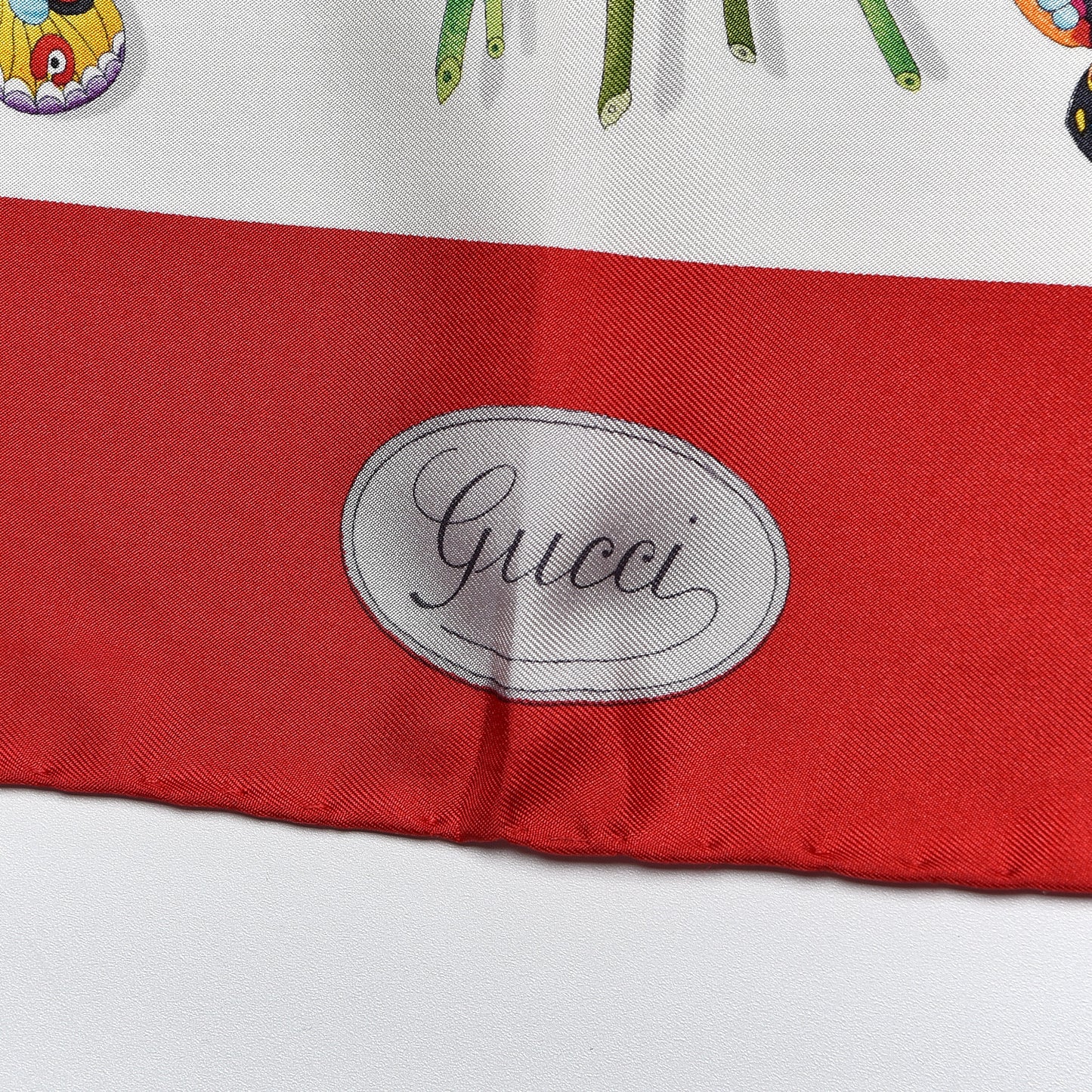 Silk Floral Square Scarf Red