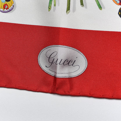 Gucci Silk Floral Square Scarf Red 3 of 5