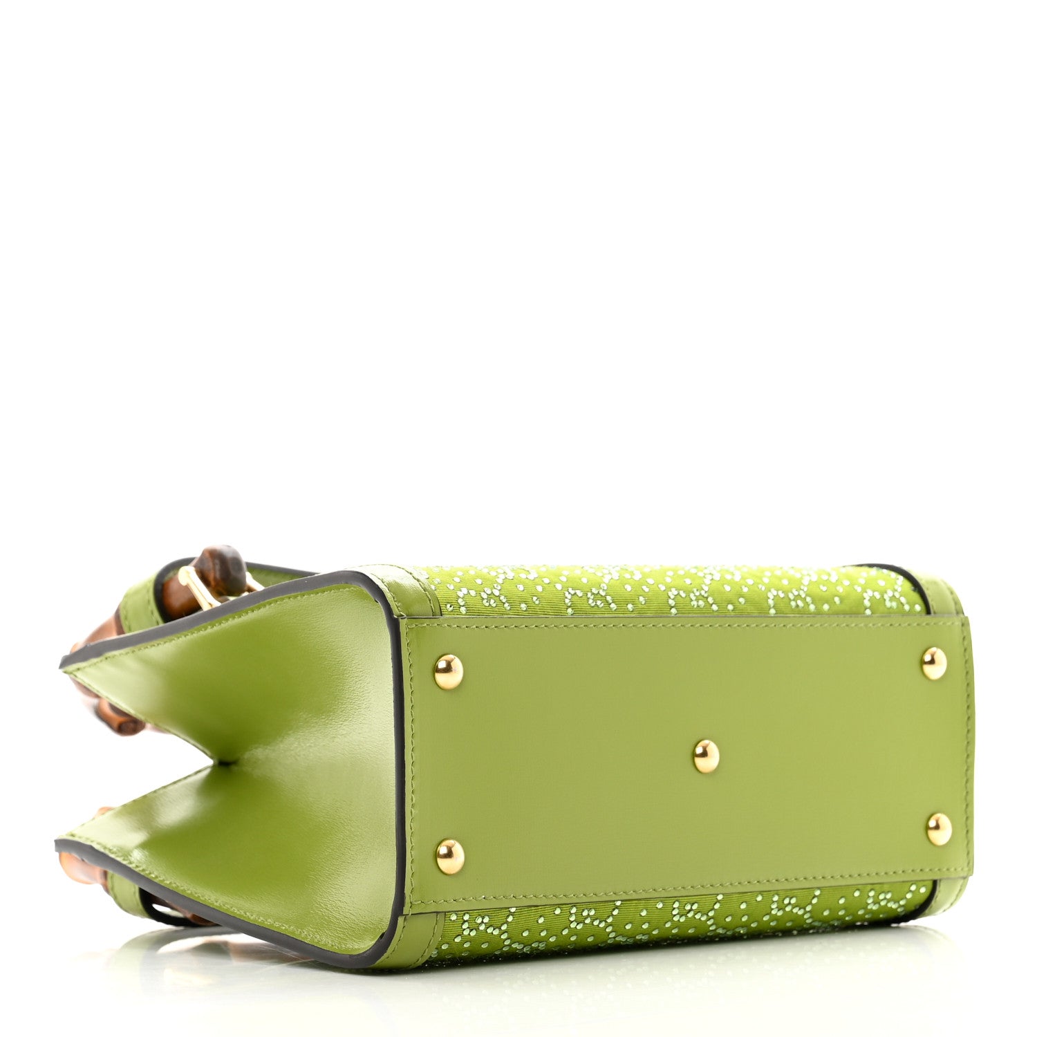 Gucci Moire Canvas Calfskin Crystal GG Monogram Mini Diana Tote Bag Green 4 of 9