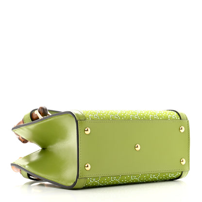 Gucci Moire Canvas Calfskin Crystal GG Monogram Mini Diana Tote Bag Green 4 of 9