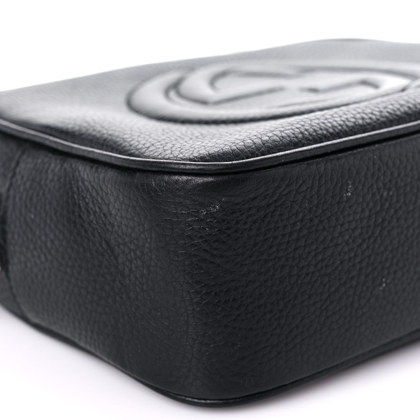 Pebbled Calfskin Small Soho Disco Bag Black
