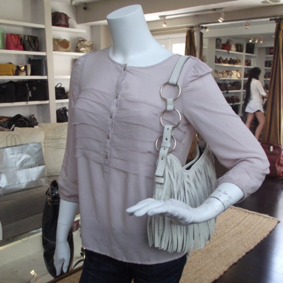 Saint Laurent Suede Boheme Fringe Hobo Ivory 2 of 10