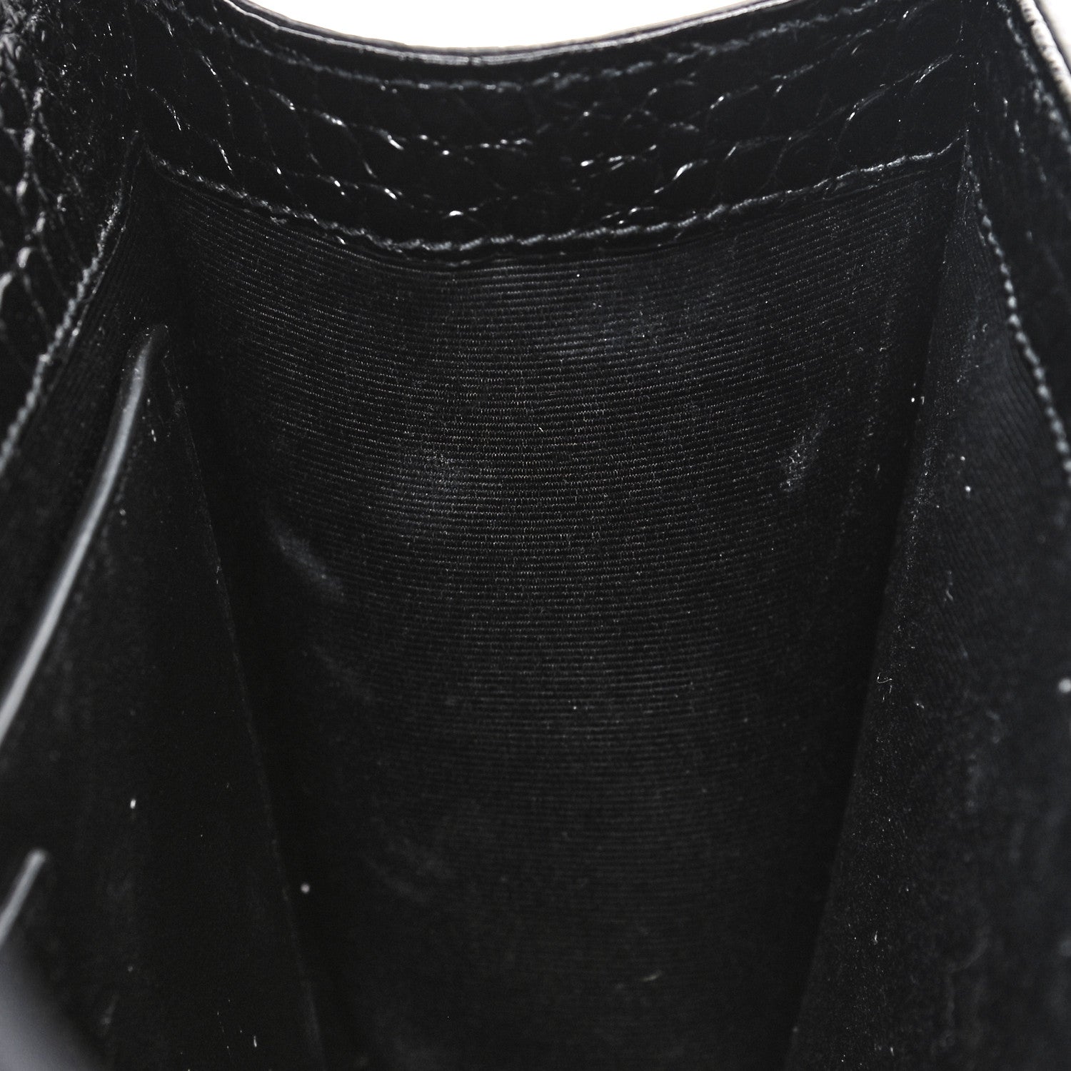 Saint Laurent Calfskin Crocodile Embossed Medium Classic Monogram Kate Tassel Satchel Black 10 of 10