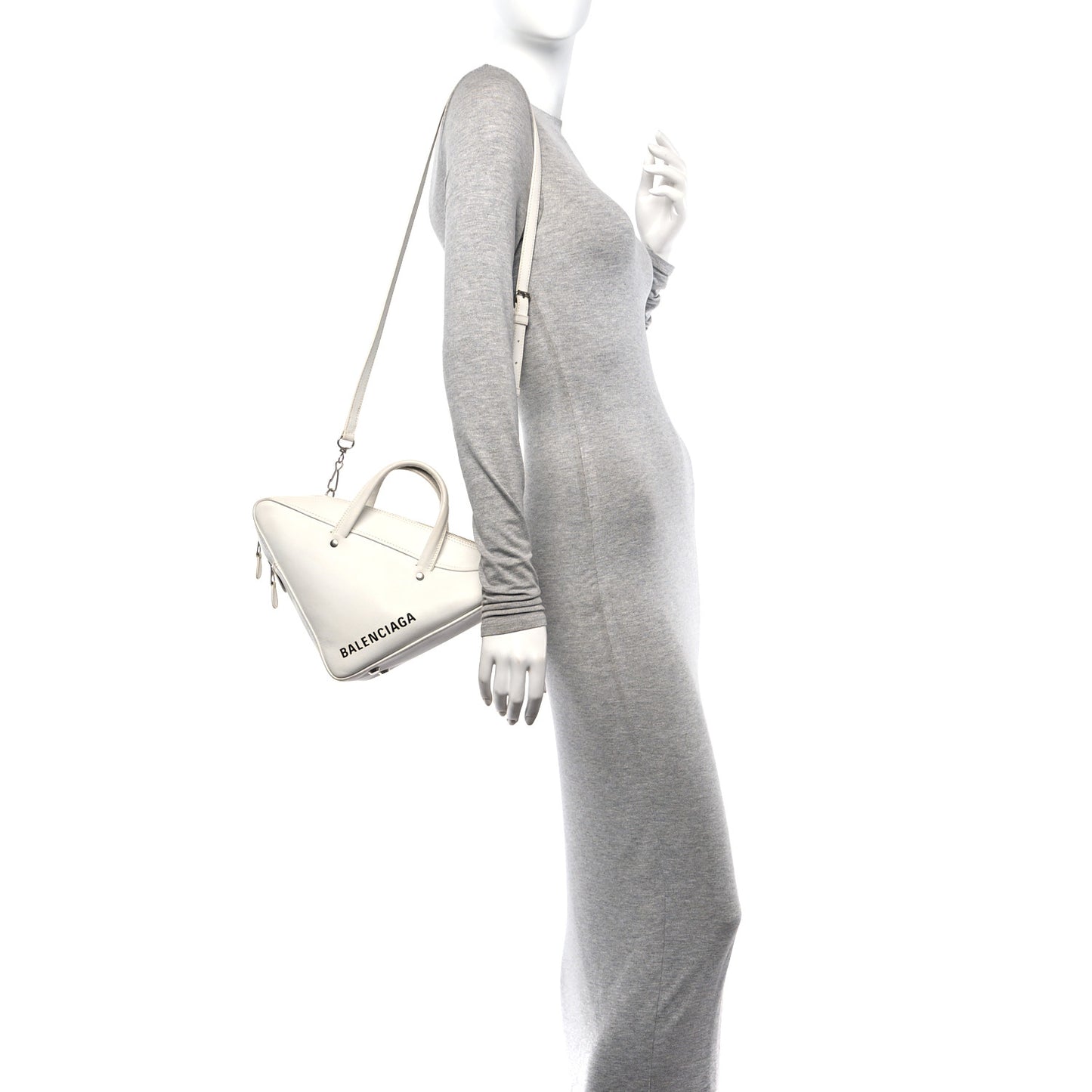 Calfskin S Triangle Duffle White