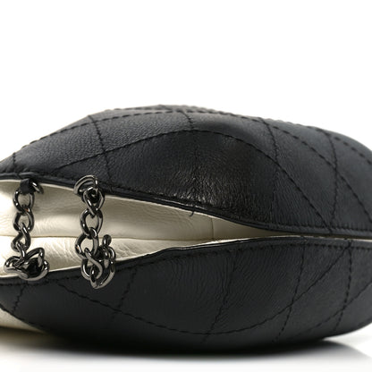 Chanel Aged Calfskin Quilted Small Gabrielle Bucket White Black 9 of 10