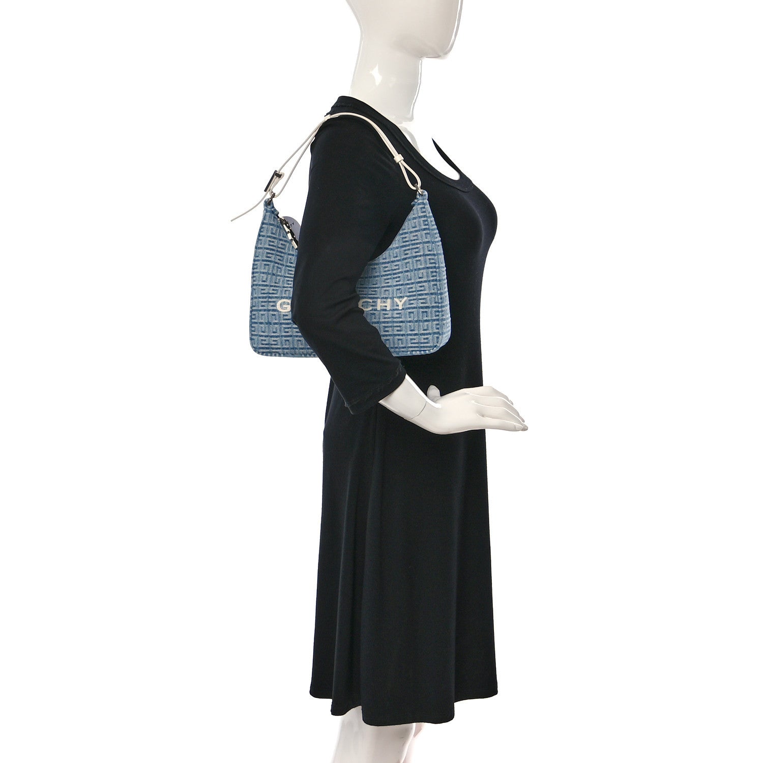 Givenchy Denim 4G Logo Small Moon Cut Out Shoulder Bag Light Blue 2 of 9