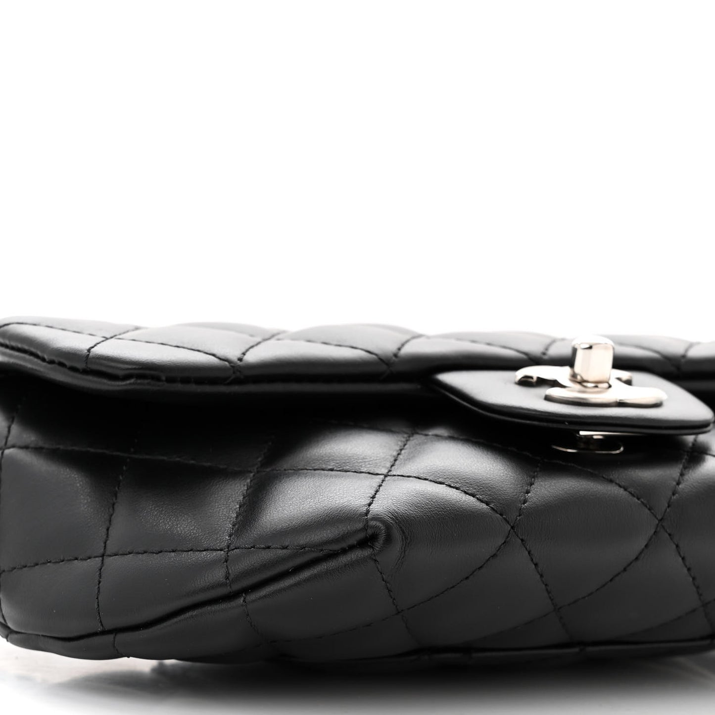 Calfskin Quilted CC Uniform Flap Belt Bag Black