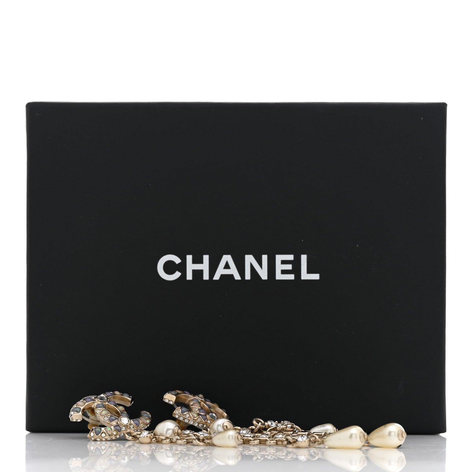 Chanel Crystal Pearl CC Chain Drop Earrings Multicolor 5 of 5