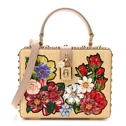 Dolce & Gabbana Dauphine Crystal Rose Embellished Lily Box Bag Beige 1 of 9