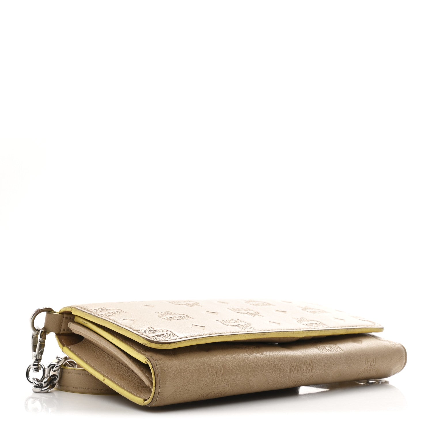 MCM Calfskin Ottomar Klara Tri Fold Phone Wallet On Strap Croissant 4 of 15